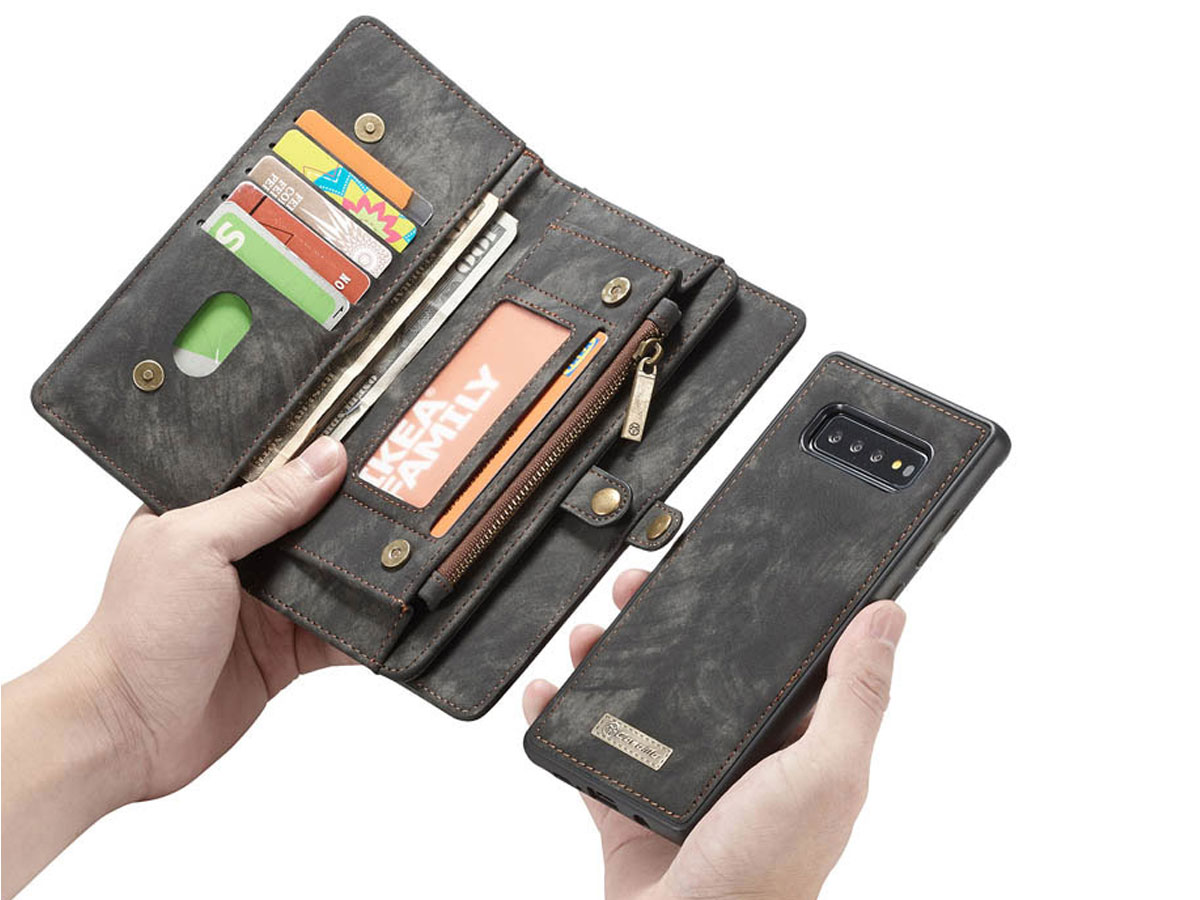 CaseMe 2in1 Wallet Ritsvak Case Zwart - Samsung Galaxy S10+ Hoesje