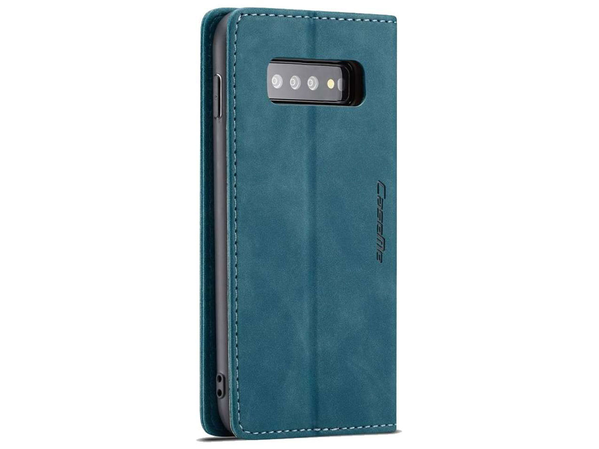 CaseMe Vintage BookCase Blauw - Samsung Galaxy S10+ hoesje