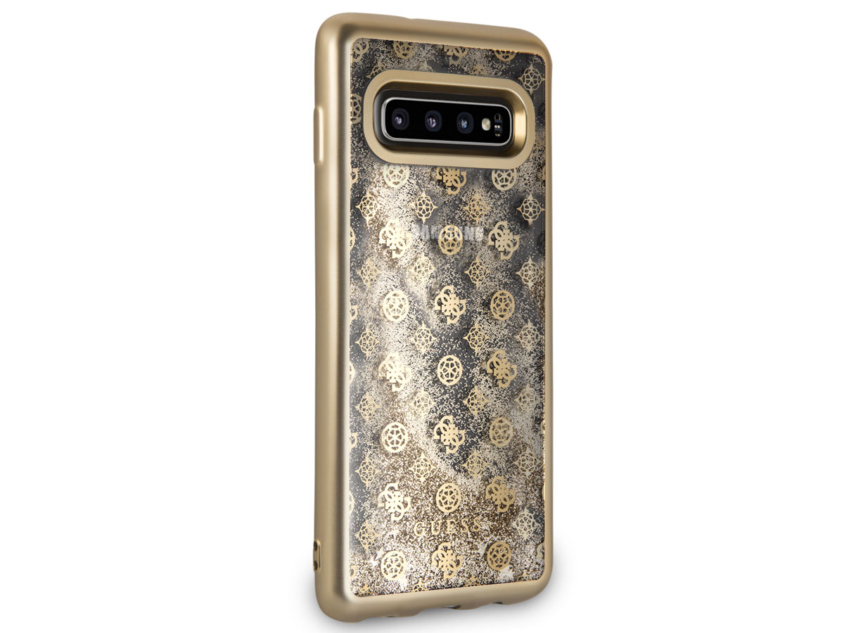 Guess Monogram Liquid Glitter Case - Samsung Galaxy S10+ hoesje