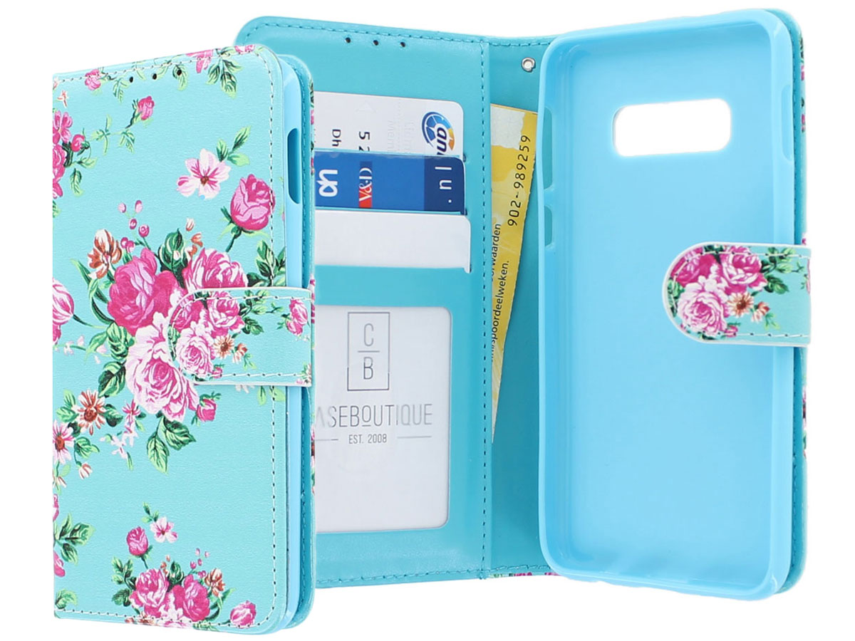 Bloemenprint Bookcase Blauw - Samsung Galaxy S10e hoesje