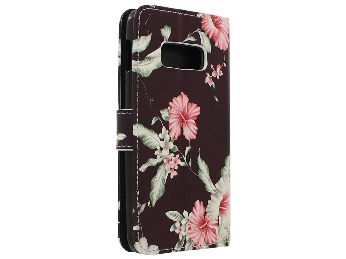 Bloemenprint Bookcase Zwart - Samsung Galaxy S10e hoesje
