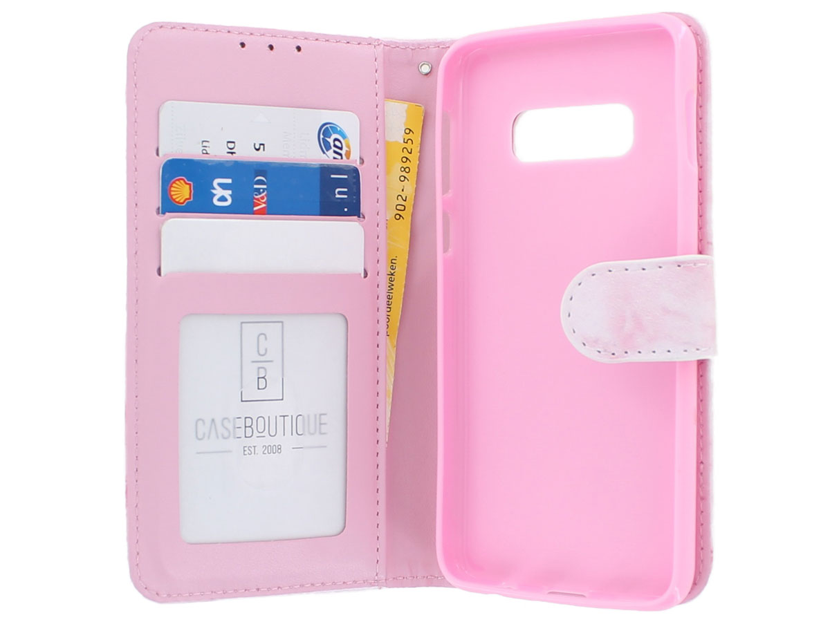 Marmer Bookcase Roze - Samsung Galaxy S10e hoesje