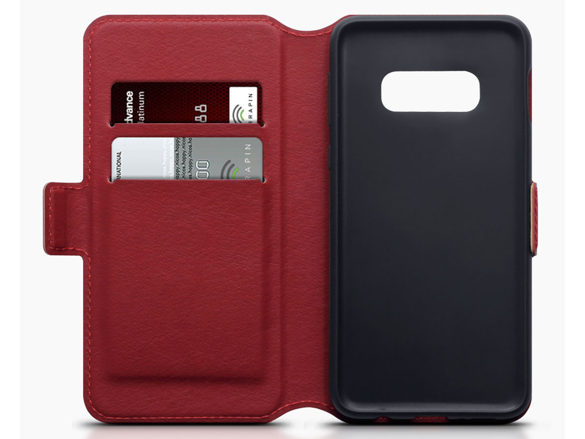 CaseBoutique Wallet Case Rood Leer - Galaxy S10e hoesje