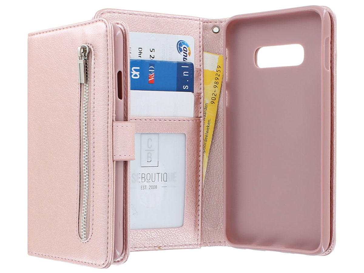 Book Case Rits Mapje Rosé - Samsung Galaxy S10e hoesje