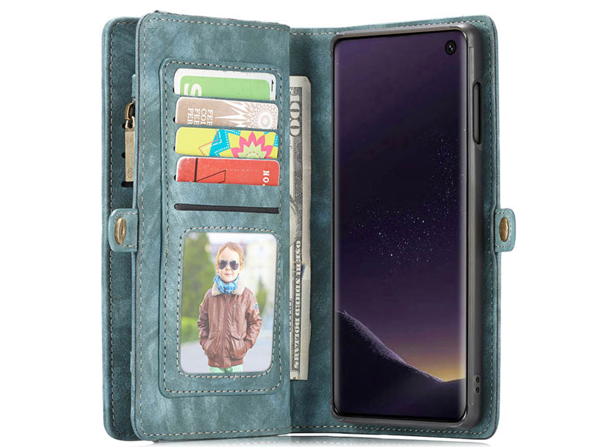 CaseMe 2in1 Wallet Ritsvak Case Blauw - Samsung Galaxy S10e Hoesje