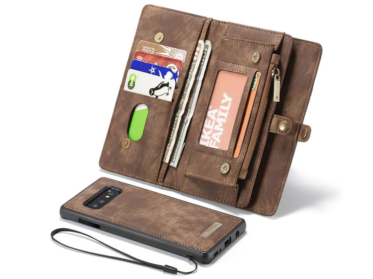 CaseMe 2in1 Wallet Ritsvak Case Bruin - Samsung Galaxy S10e Hoesje