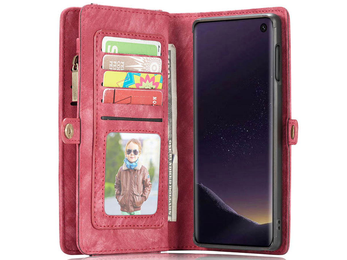 CaseMe 2in1 Wallet Ritsvak Case Rood - Samsung Galaxy S10e Hoesje