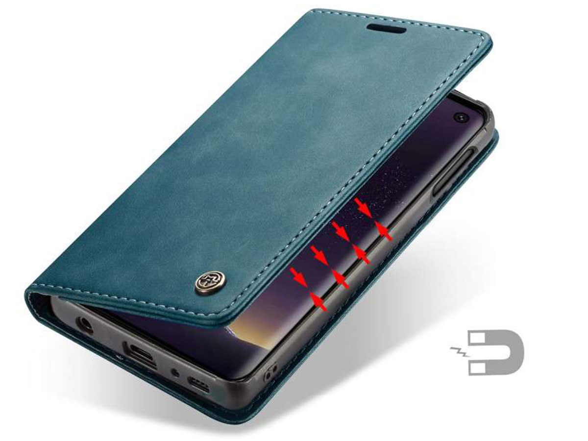 CaseMe Vintage BookCase Blauw - Samsung Galaxy S10e hoesje