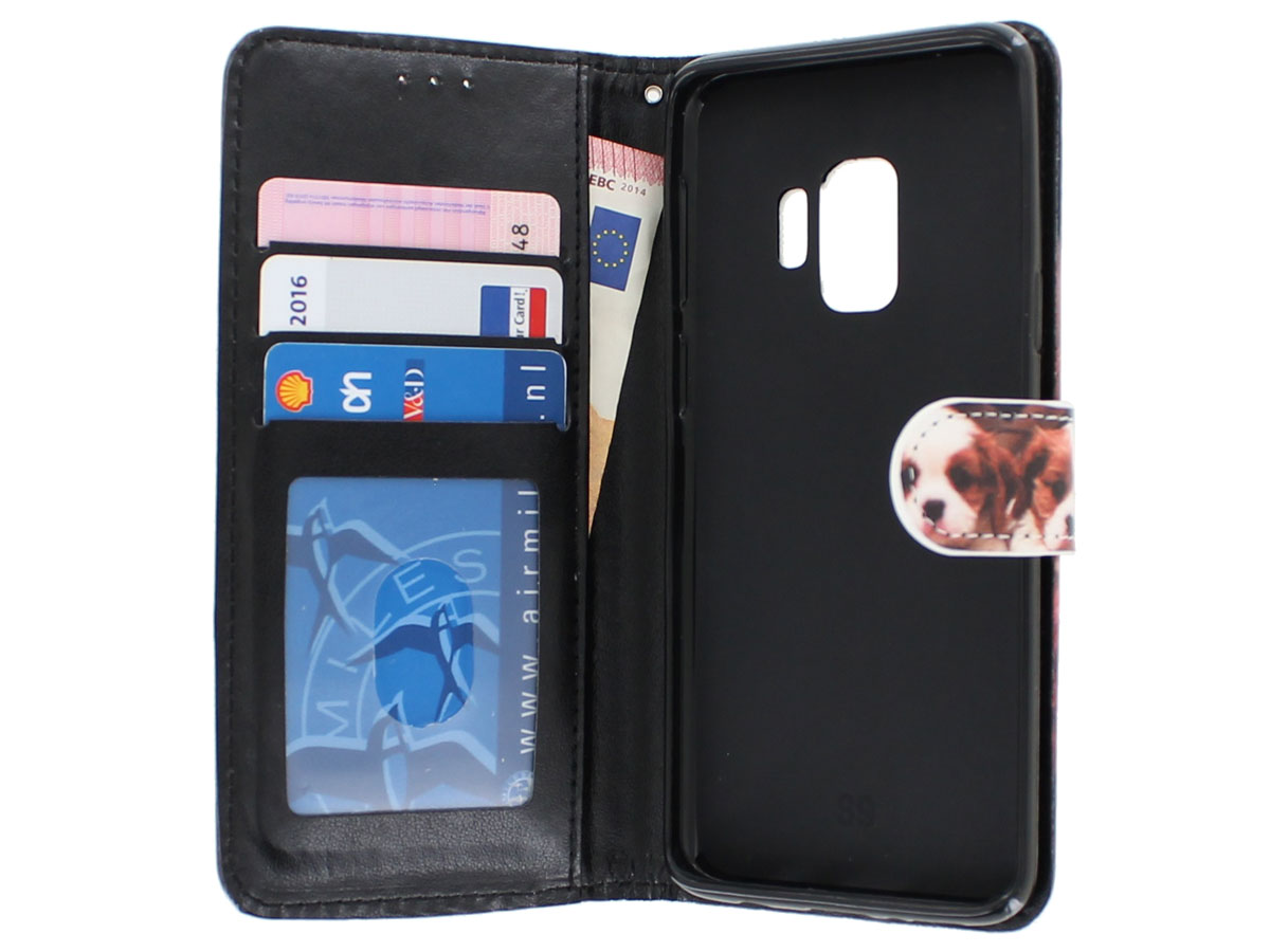 Puppy Dog Bookcase Wallet - Samsung Galaxy S9 hoesje