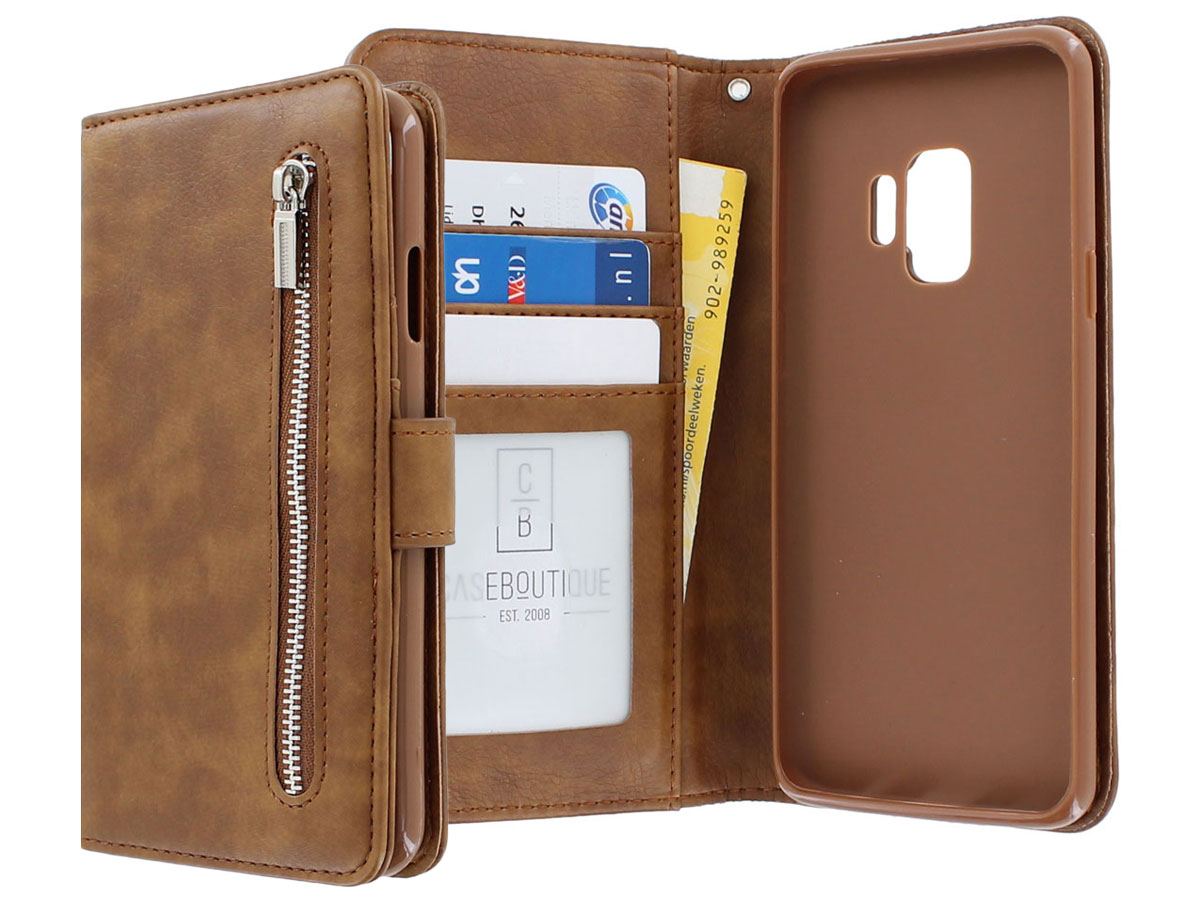 Zipper Wallet Case Bruin - Samsung Galaxy S9 hoesje