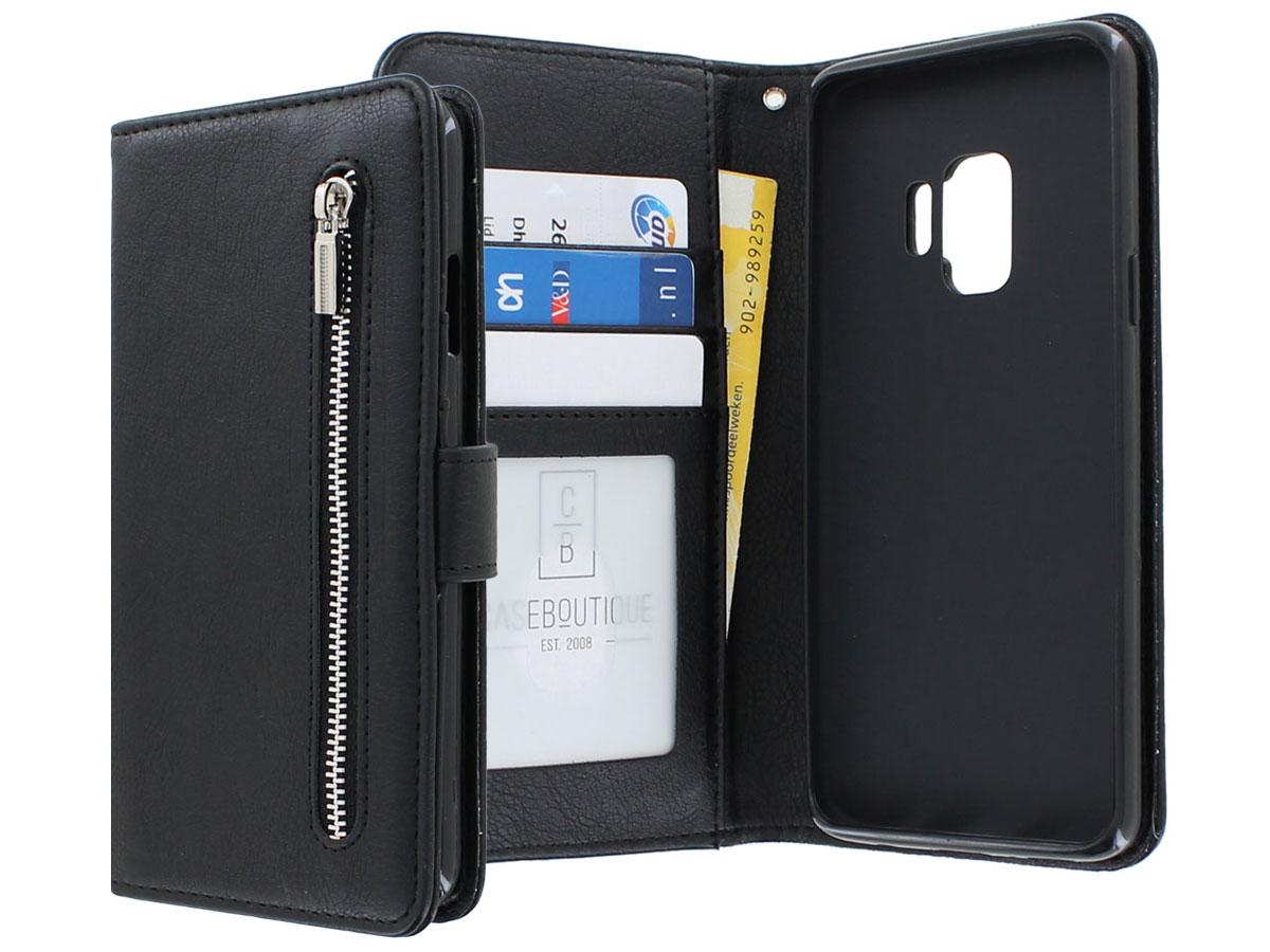 Zipper Wallet Case Zwart - Samsung Galaxy S9 hoesje