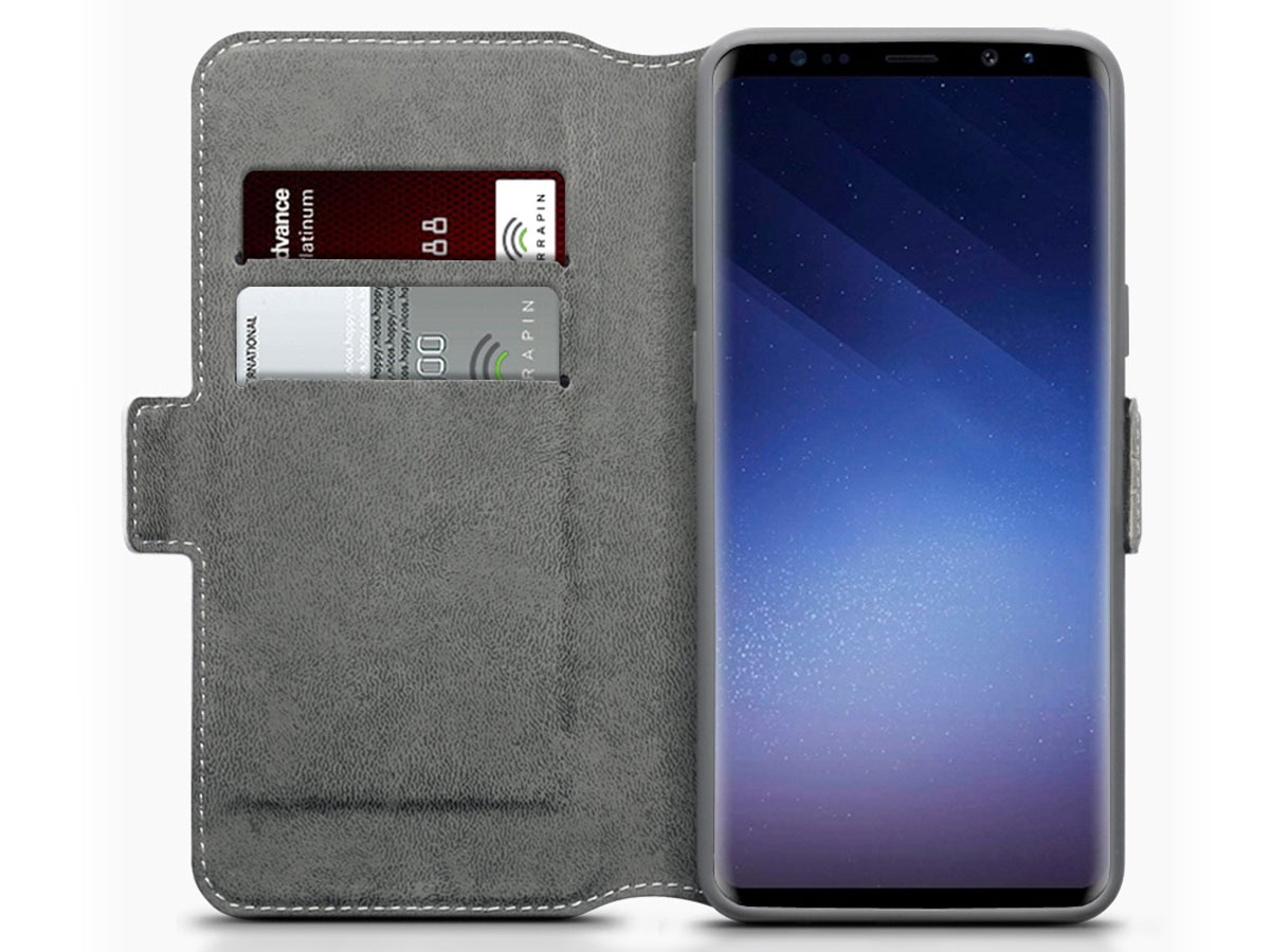 Covert Slim Bookcase Grijs - Samsung Galaxy S9 hoesje