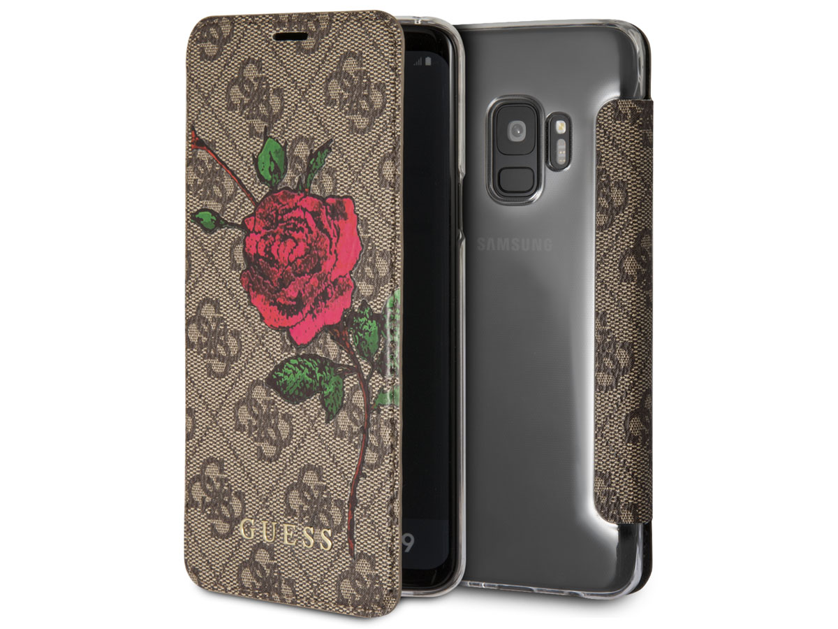 Guess Rose Bookcase Bruin - Samsung Galaxy S9 hoesje
