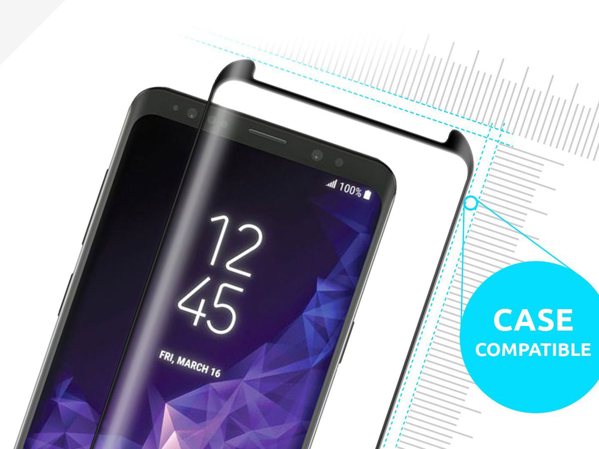 Samsung Galaxy S9 Screenprotector Curved Tempered Glass