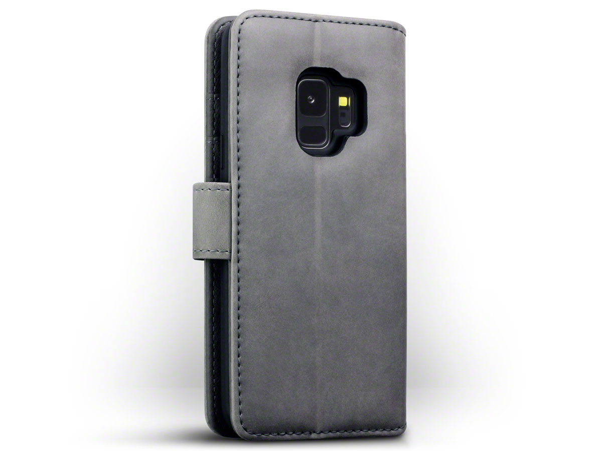 CaseBoutique Case Grijs Leer - Samsung Galaxy S9 hoesje