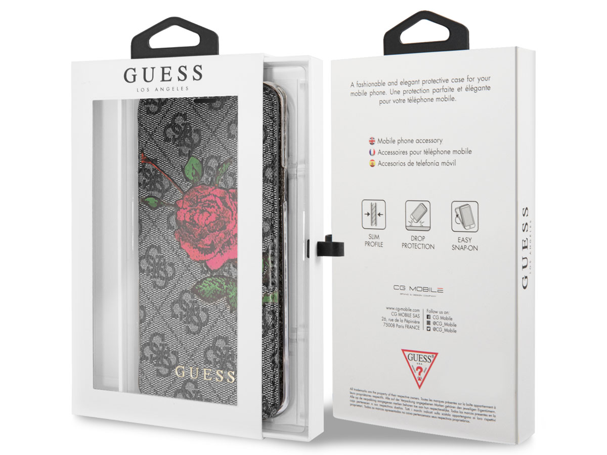 Guess Rose Bookcase Grijs - Samsung Galaxy S9+ hoesje