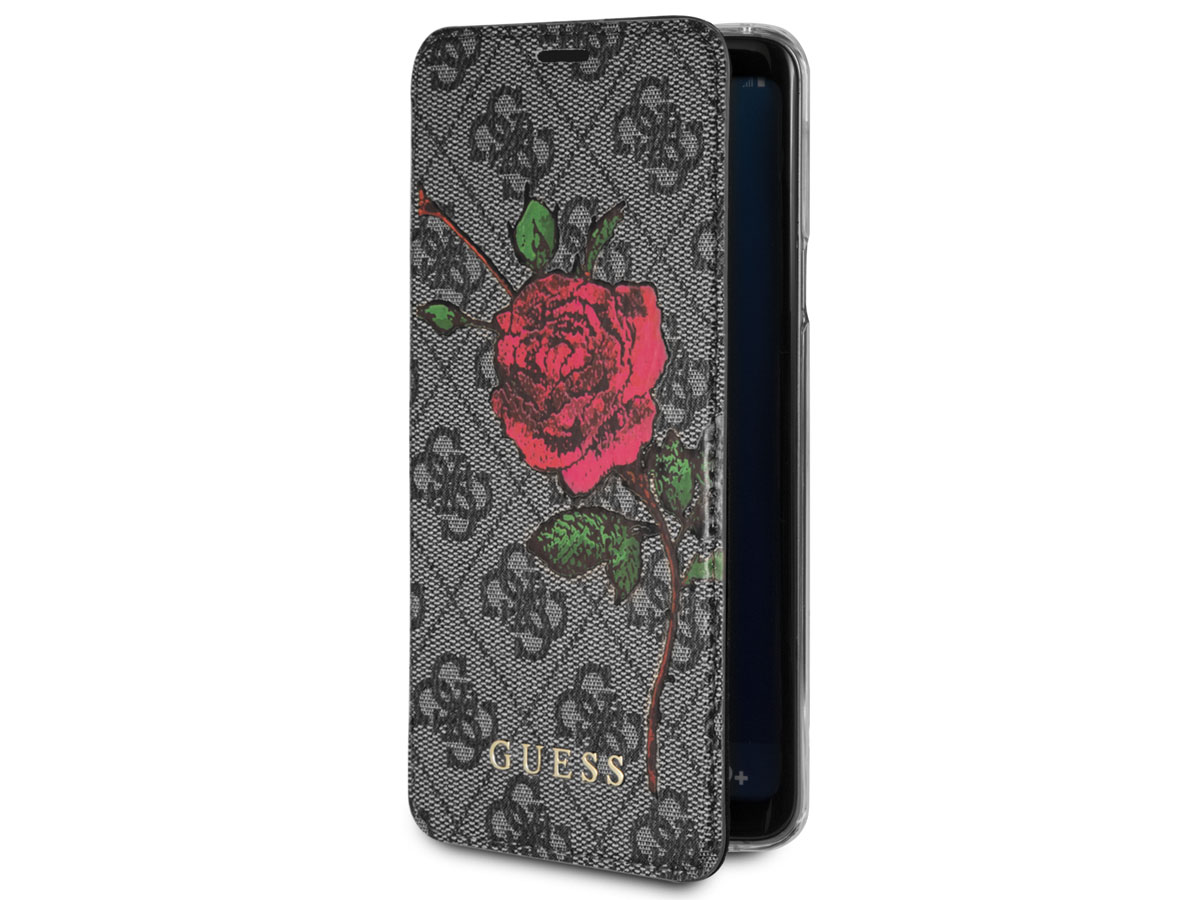 Guess Rose Bookcase Grijs - Samsung Galaxy S9+ hoesje