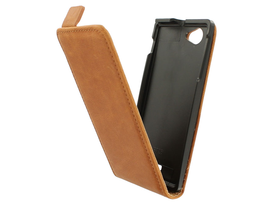 Vintage Brown Flipcase - Hoesje voor Sony Xperia J