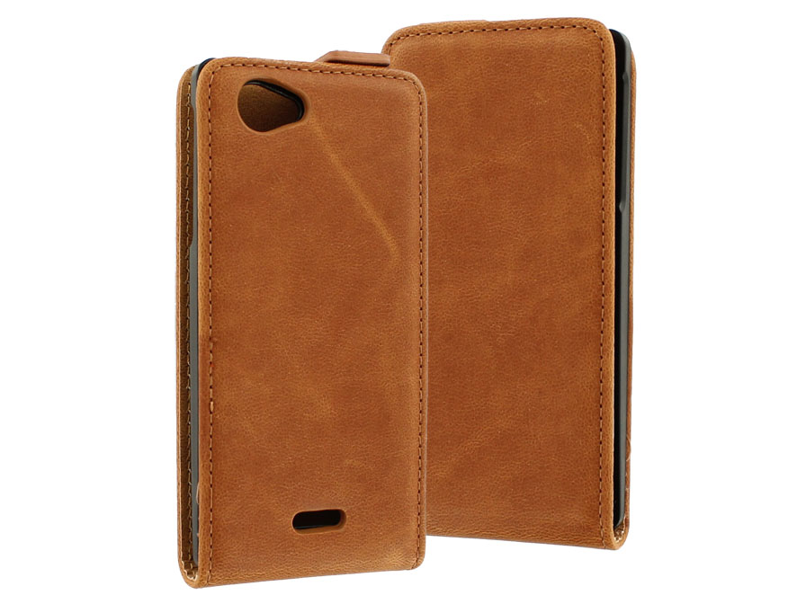 Vintage Brown Flipcase - Hoesje voor Sony Xperia J