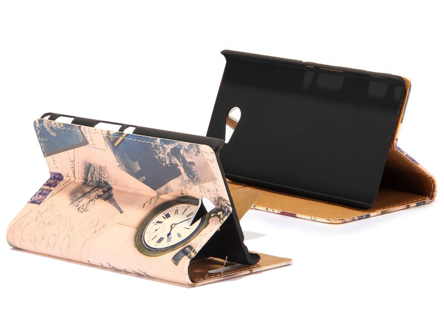 Retro Paris Wallet Case - Hoesje voor Sony Xperia M2
