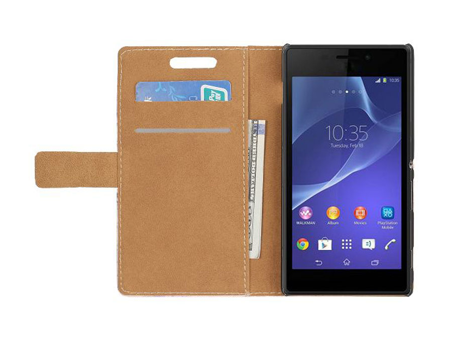 Retro Paris Wallet Case - Hoesje voor Sony Xperia M2