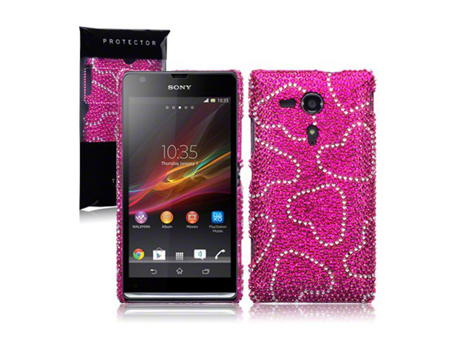 CaseBoutique Hearts Diamante Case Hoesje voor Sony Xperia SP
