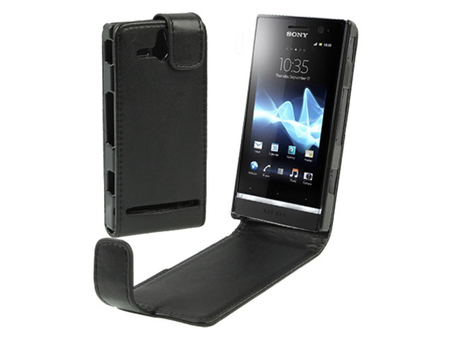 Business Leather Flip Case voor Sony Xperia U (ST25i)