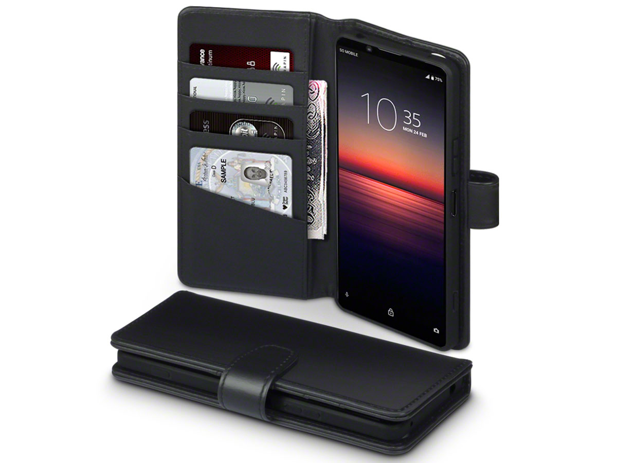 CaseBoutique Wallet Case Zwart Leer - Sony Xperia 1 II hoesje