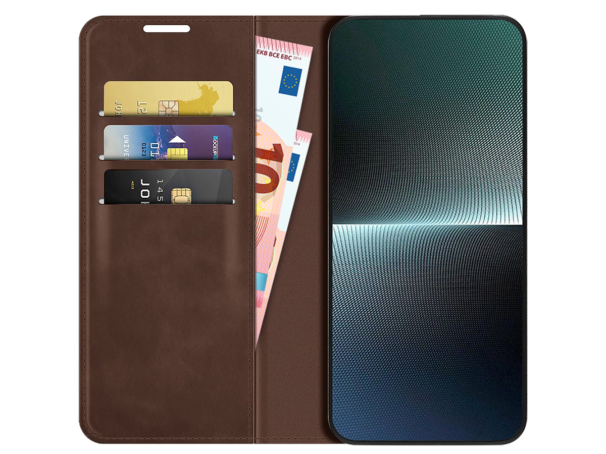 Just in Case Slim Wallet Case Bruin - Sony Xperia 1 V hoesje