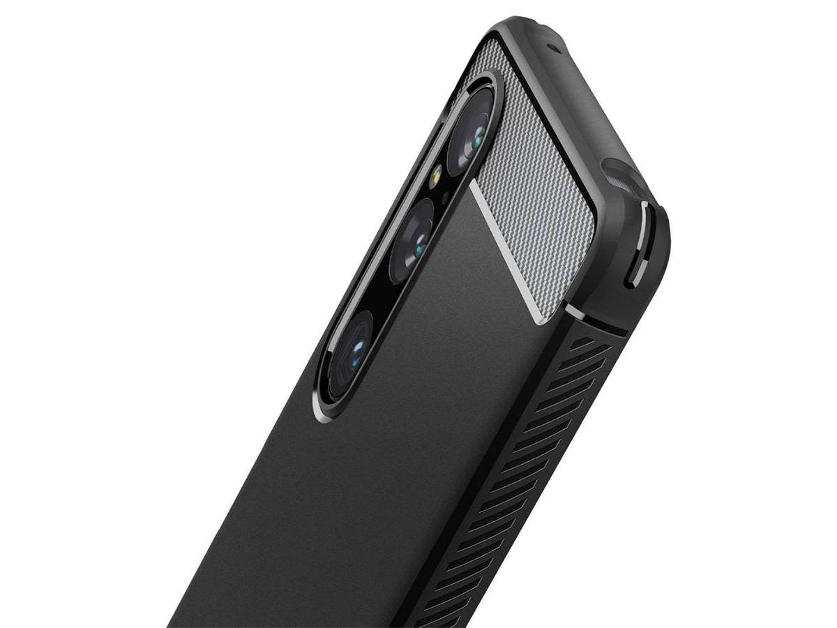 Spigen Rugged Armor Case Zwart - Sony Xperia 1 V Hoesje