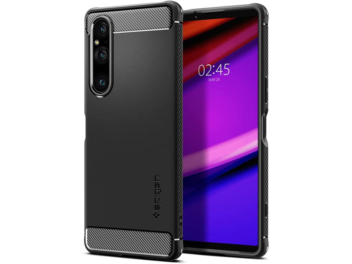 Spigen Rugged Armor Case Zwart - Sony Xperia 1 V Hoesje