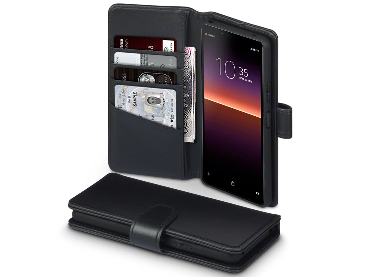 CaseBoutique Wallet Case Zwart Leer - Sony Xperia 10 II hoesje
