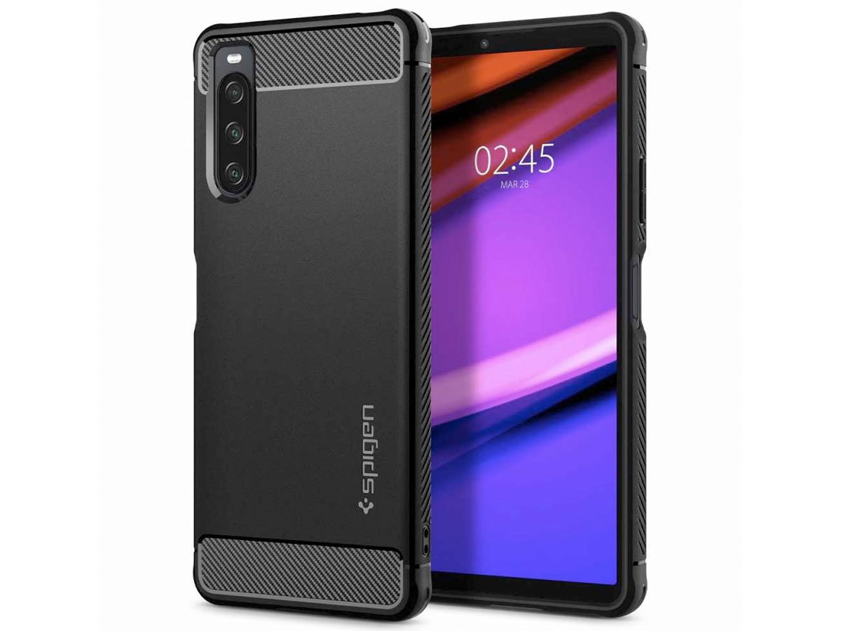 Spigen Rugged Armor Case Zwart - Sony Xperia 10 IV Hoesje