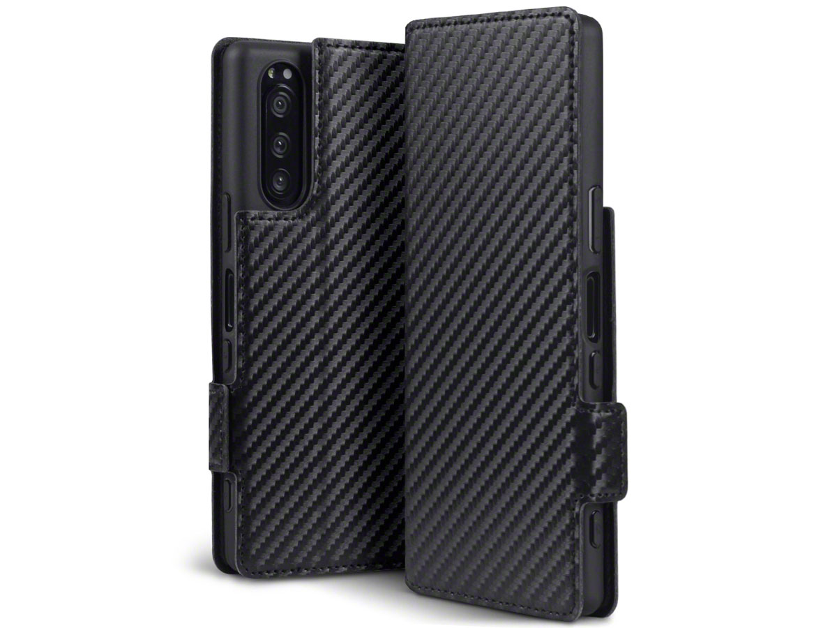 CaseBoutique Slim Bookcase Carbon - Sony Xperia 5 hoesje