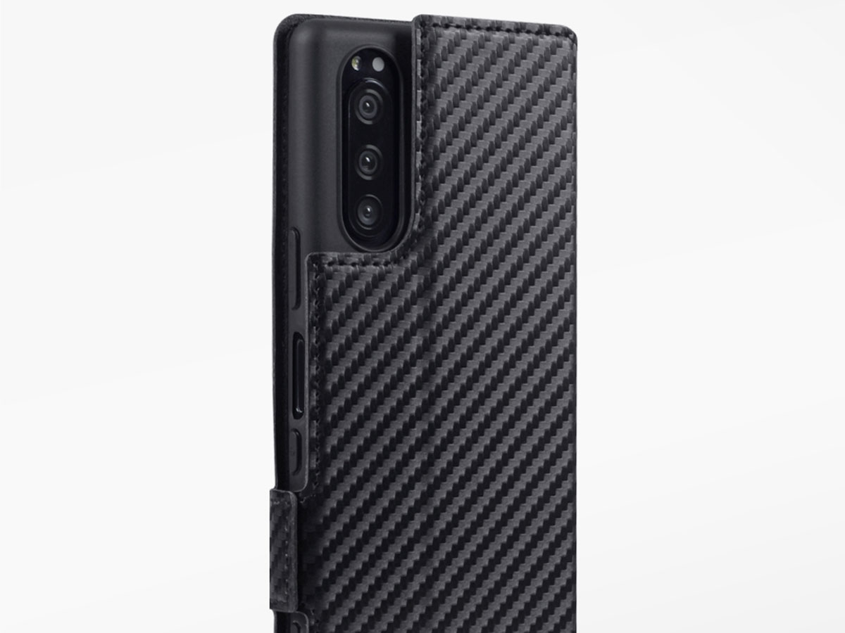 CaseBoutique Slim Bookcase Carbon - Sony Xperia 5 hoesje