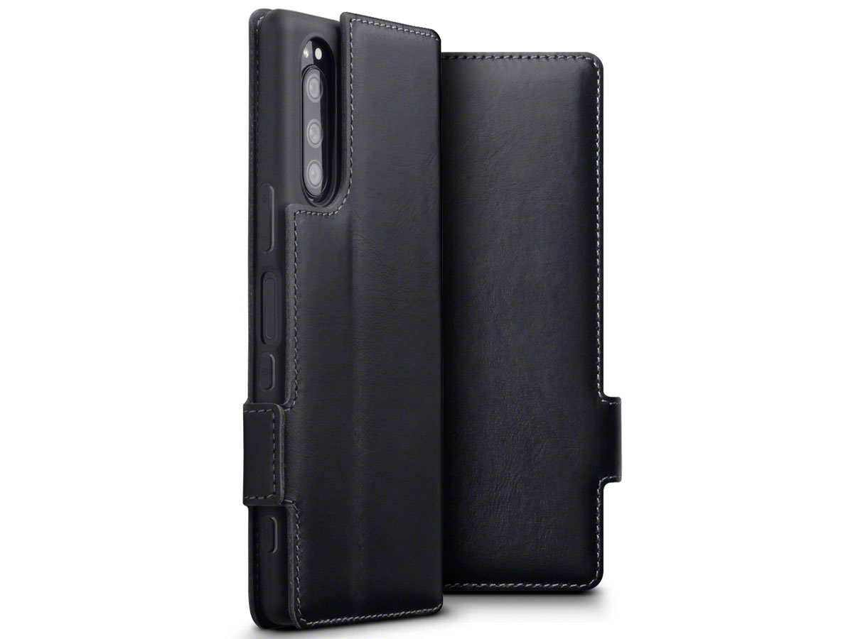 CaseBoutique Slim Leather Case Zwart - Sony Xperia 5 hoesje