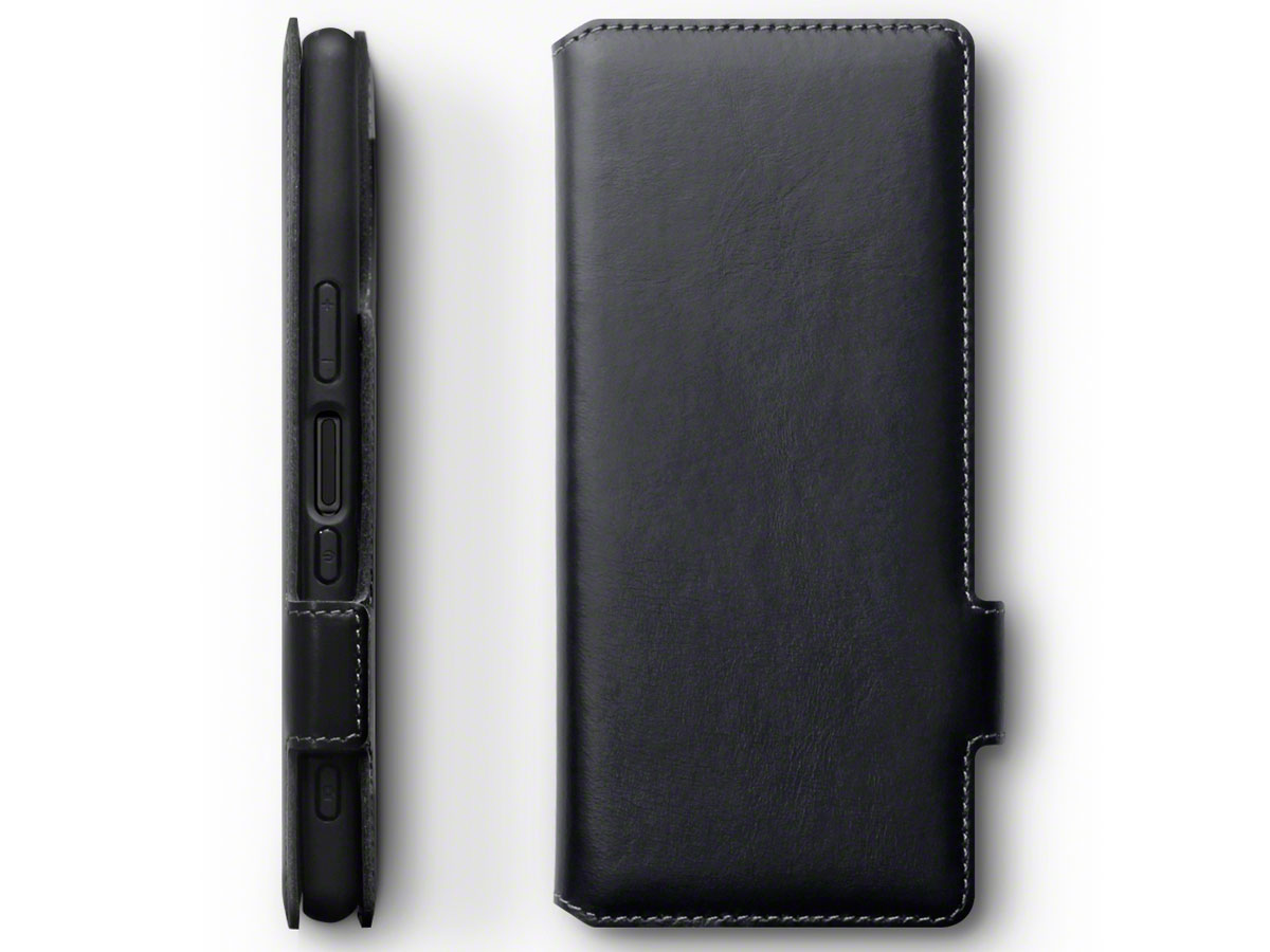CaseBoutique Slim Leather Case Zwart - Sony Xperia 5 hoesje