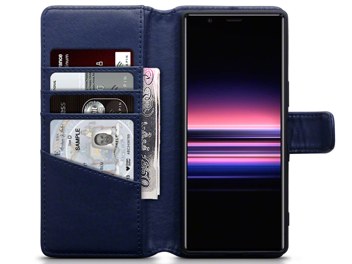 CaseBoutique Leather Wallet Case Donkerblauw - Sony Xperia 5 hoesje