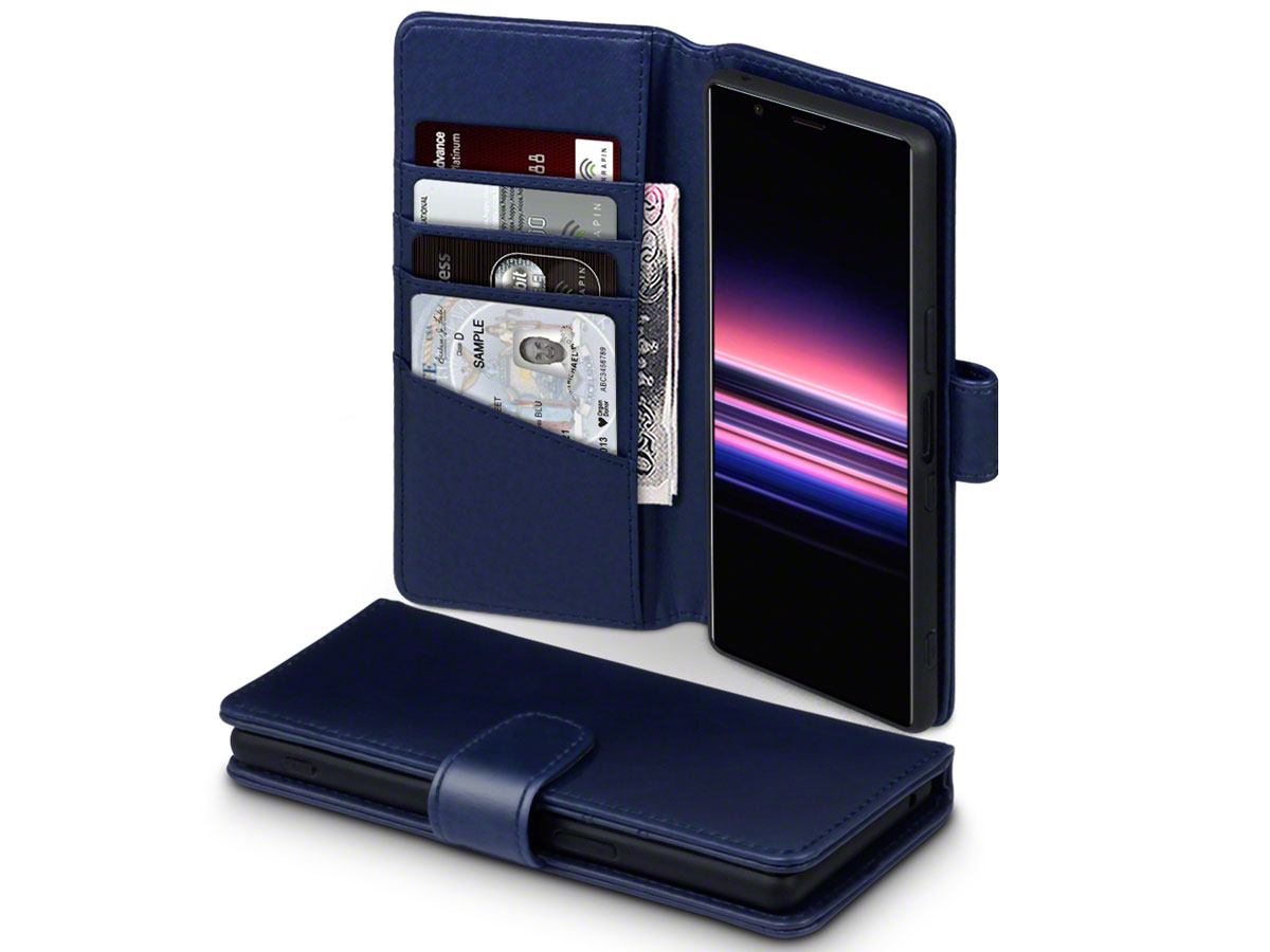 CaseBoutique Leather Wallet Case Donkerblauw - Sony Xperia 5 hoesje