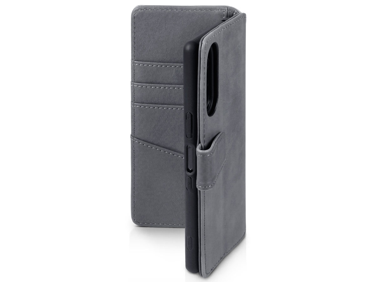 CaseBoutique Leather Wallet Case Grijs - Sony Xperia 5 hoesje