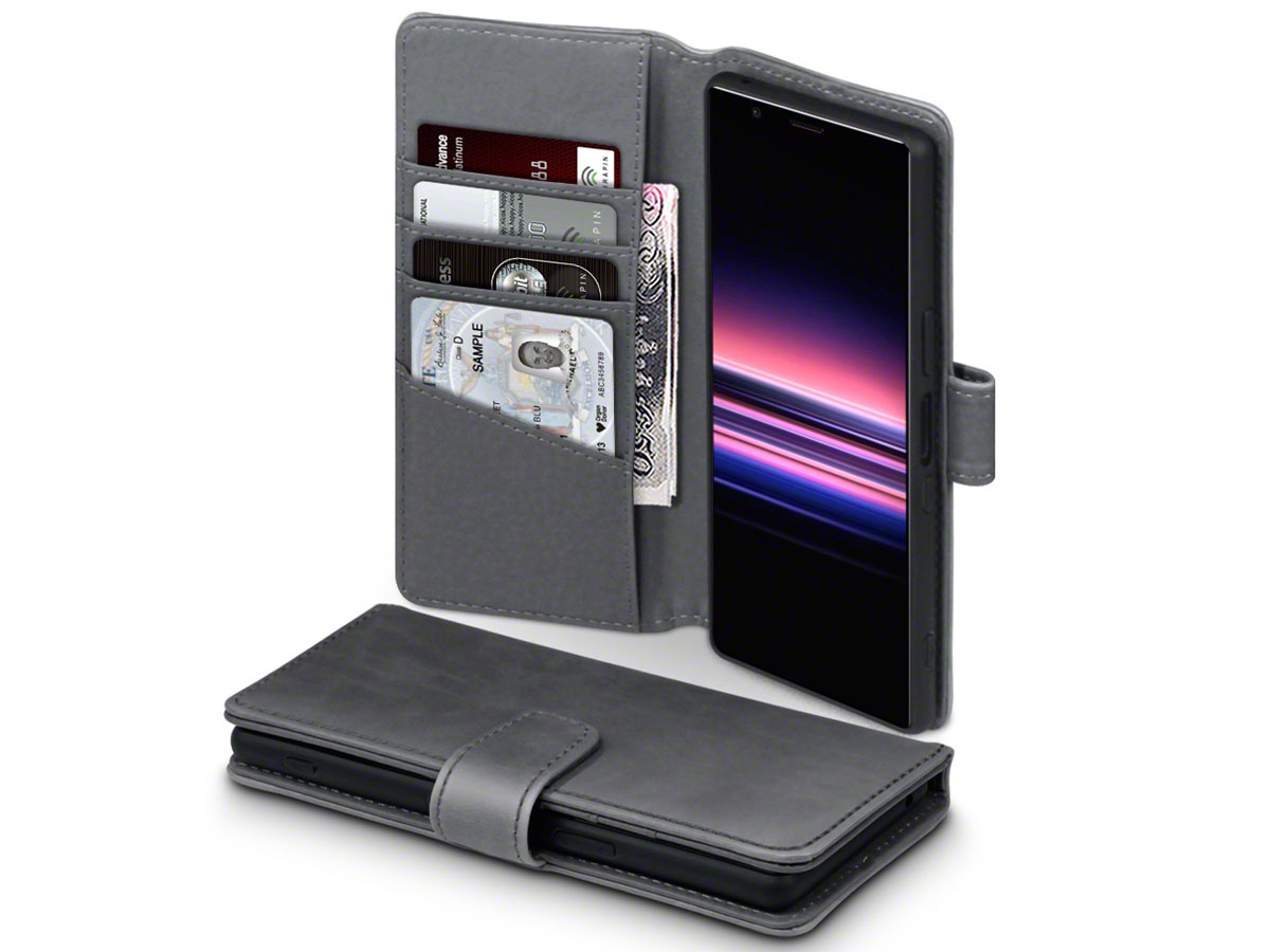 CaseBoutique Leather Wallet Case Grijs - Sony Xperia 5 hoesje