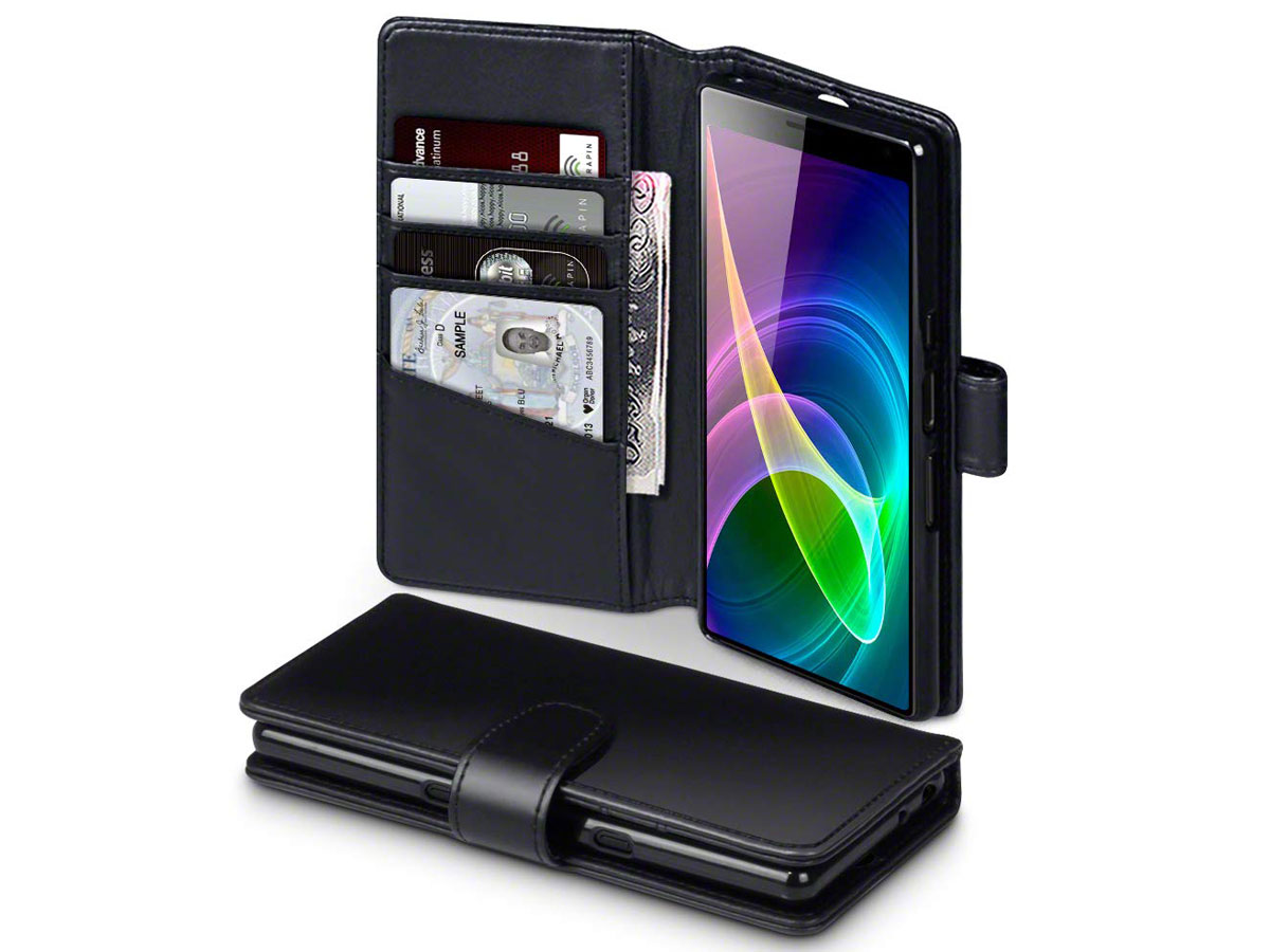 CaseBoutique Wallet Case Zwart Leer - Sony Xperia 10 hoesje