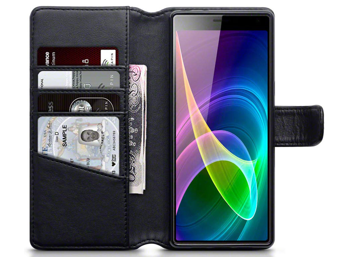 CaseBoutique Wallet Case Zwart Leer - Sony Xperia 10 hoesje