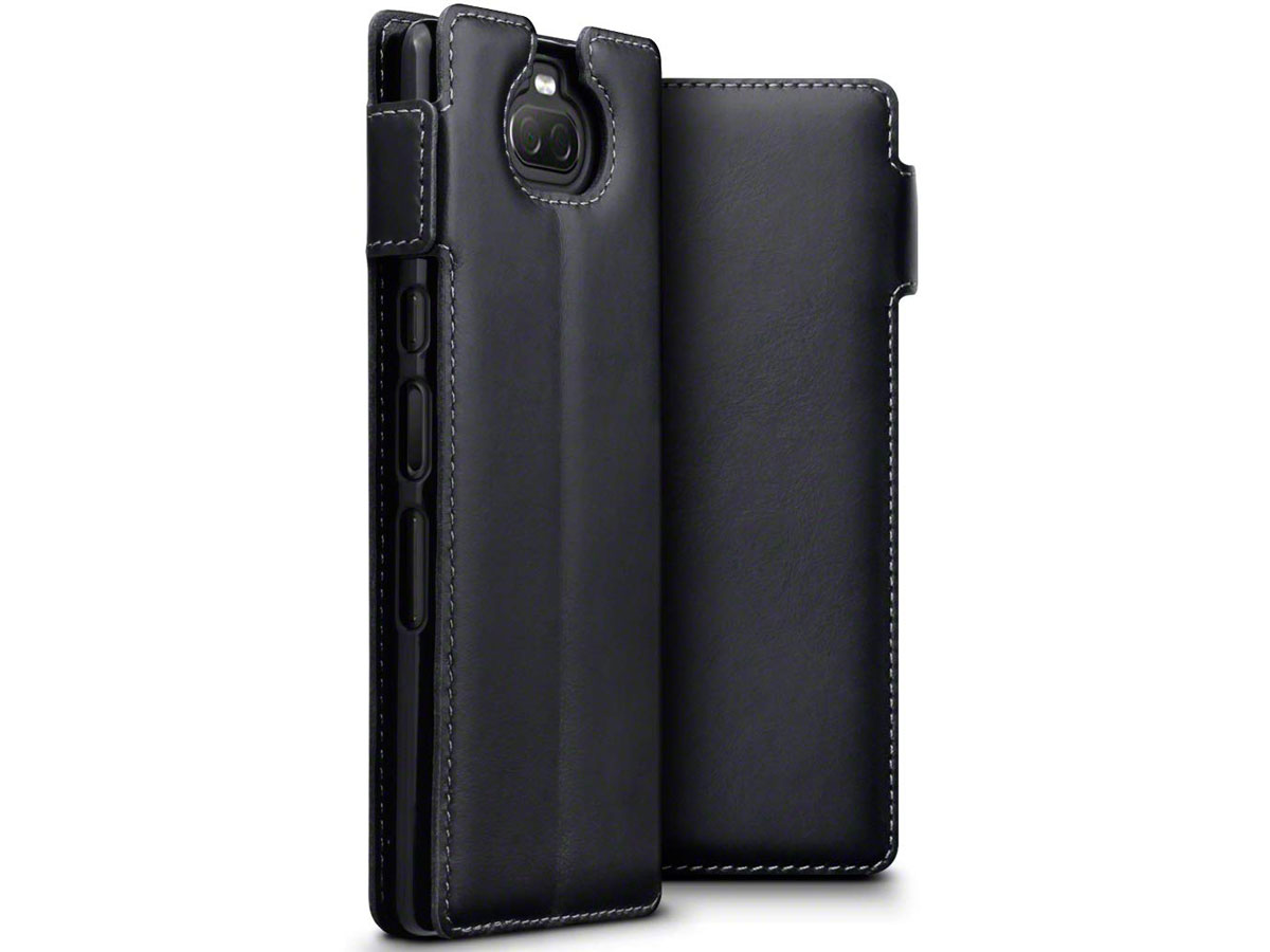 CaseBoutique Leather Case Zwart Leer - Sony Xperia 10 hoesje