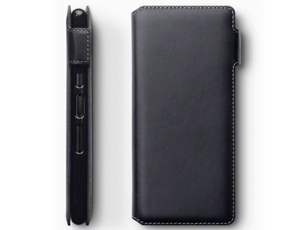 CaseBoutique Leather Case Zwart Leer - Sony Xperia 10 hoesje