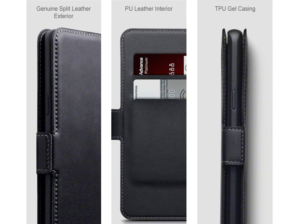 CaseBoutique Leather Case Zwart Leer - Sony Xperia 10 Plus hoesje
