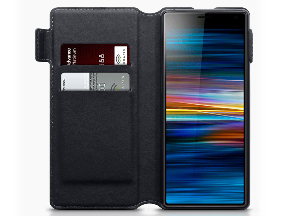 CaseBoutique Leather Case Zwart Leer - Sony Xperia 10 hoesje