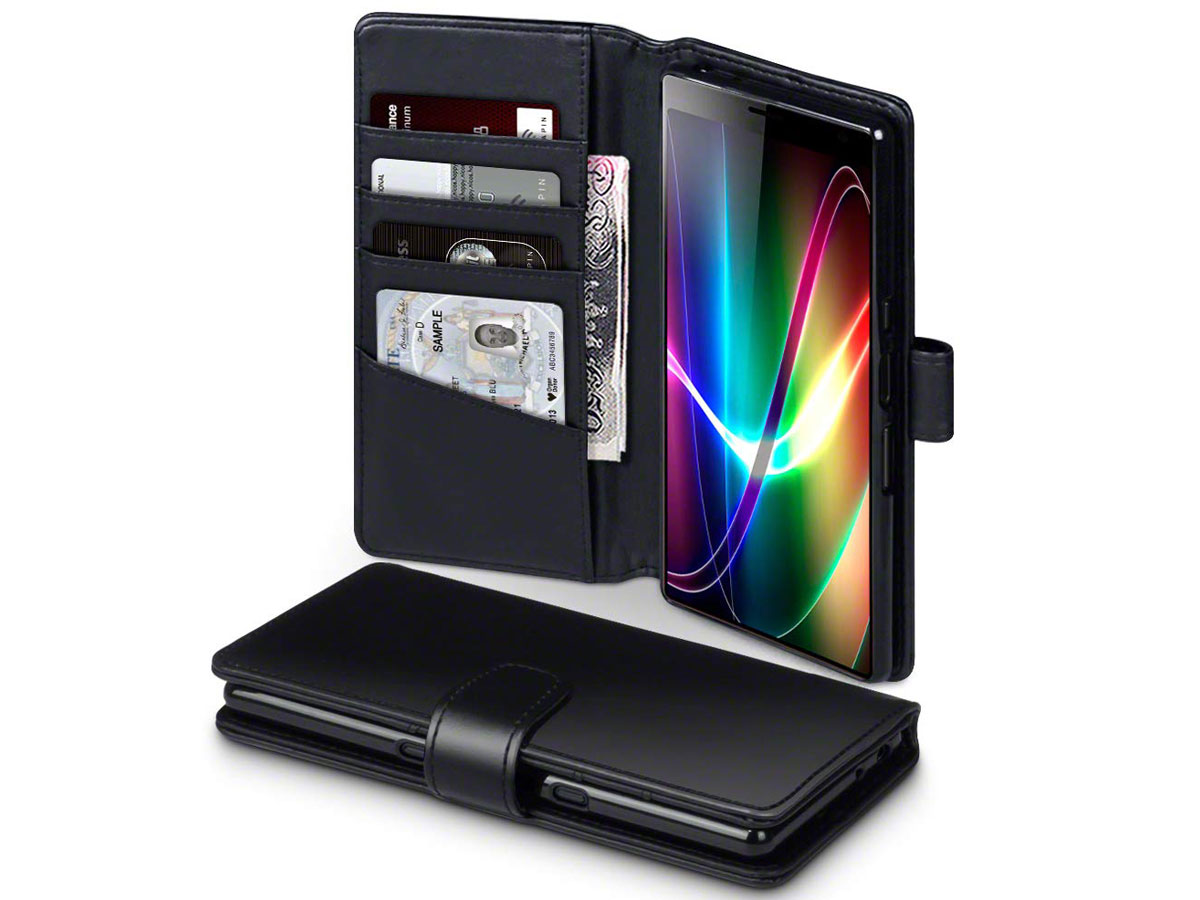 CaseBoutique Wallet Case Zwart Leer - Sony Xperia 10 Plus hoesje