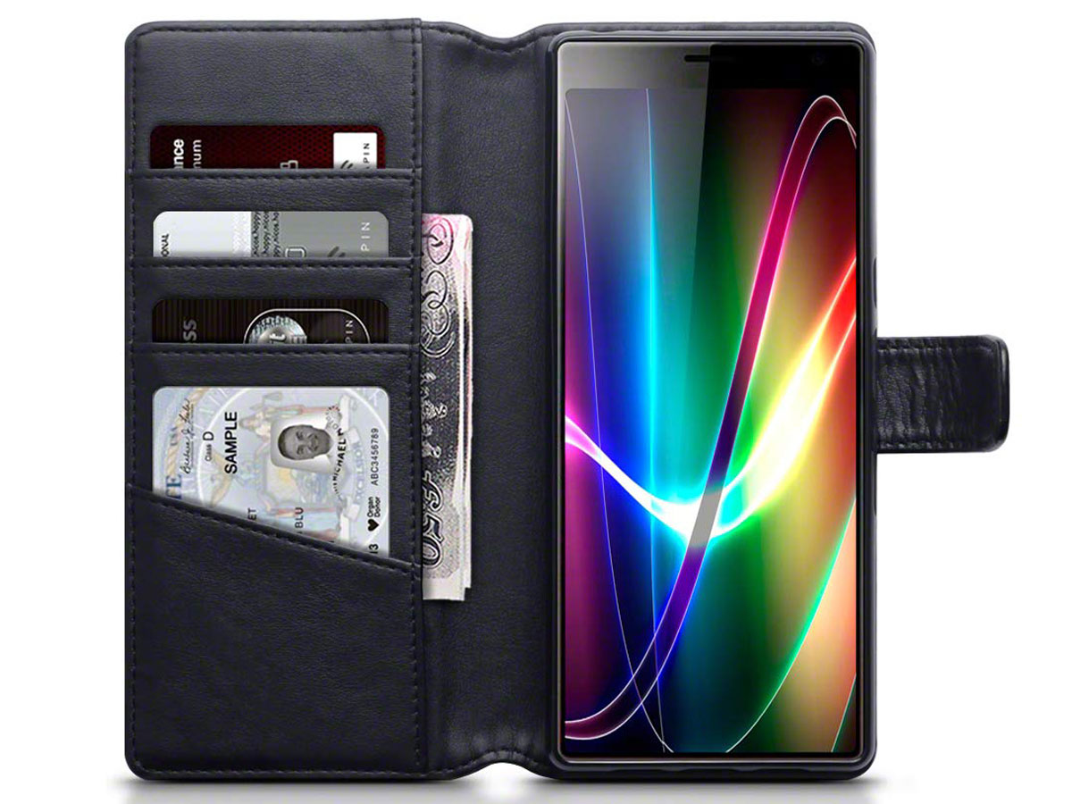 CaseBoutique Wallet Case Zwart Leer - Sony Xperia 10 Plus hoesje