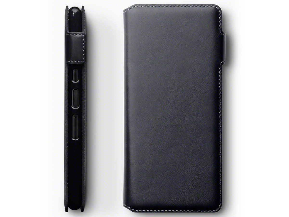 CaseBoutique Leather Case Zwart Leer - Sony Xperia 10 Plus hoesje
